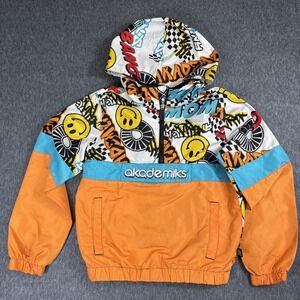Akademiks Jacket Boys Size M 10/12 Long Sleeve Pockets Stained Happy Face